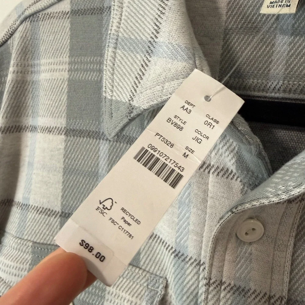 J. Crew Mens Seaboard Soft Knit Shirt Jacket M Grey NWT Plaid Long Sleeve BV898